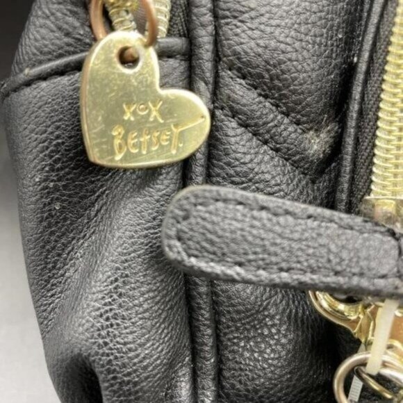 Betsey Johnson Black Leopard Mini Backpack crossbody w/ Skull Studded Bag Charm - Picture 3 of 8